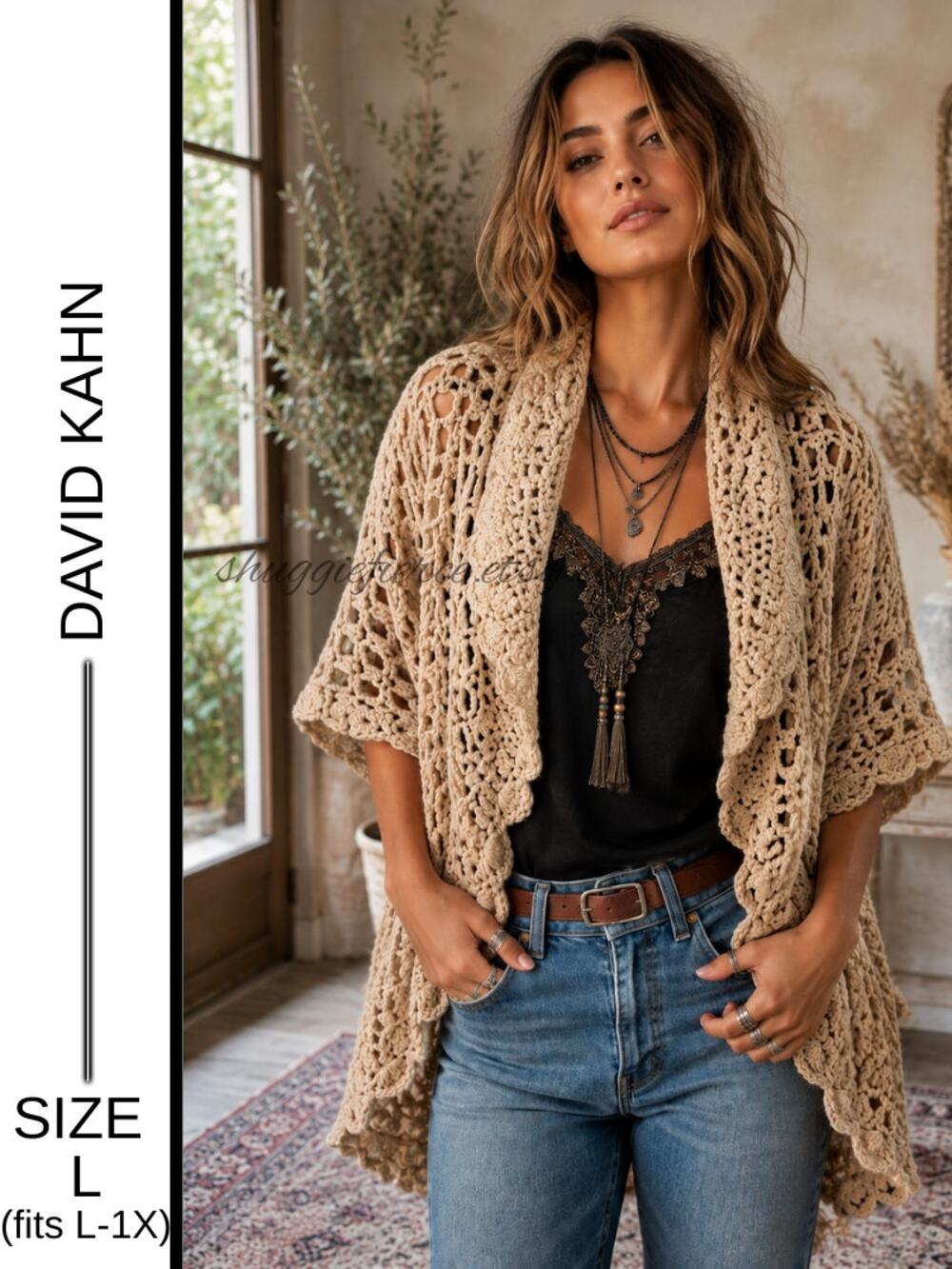 MSRP: $159 | ✨ David Kahn Crochet Cocoon Cardigan Shrug Size L (fits L-1X)✨